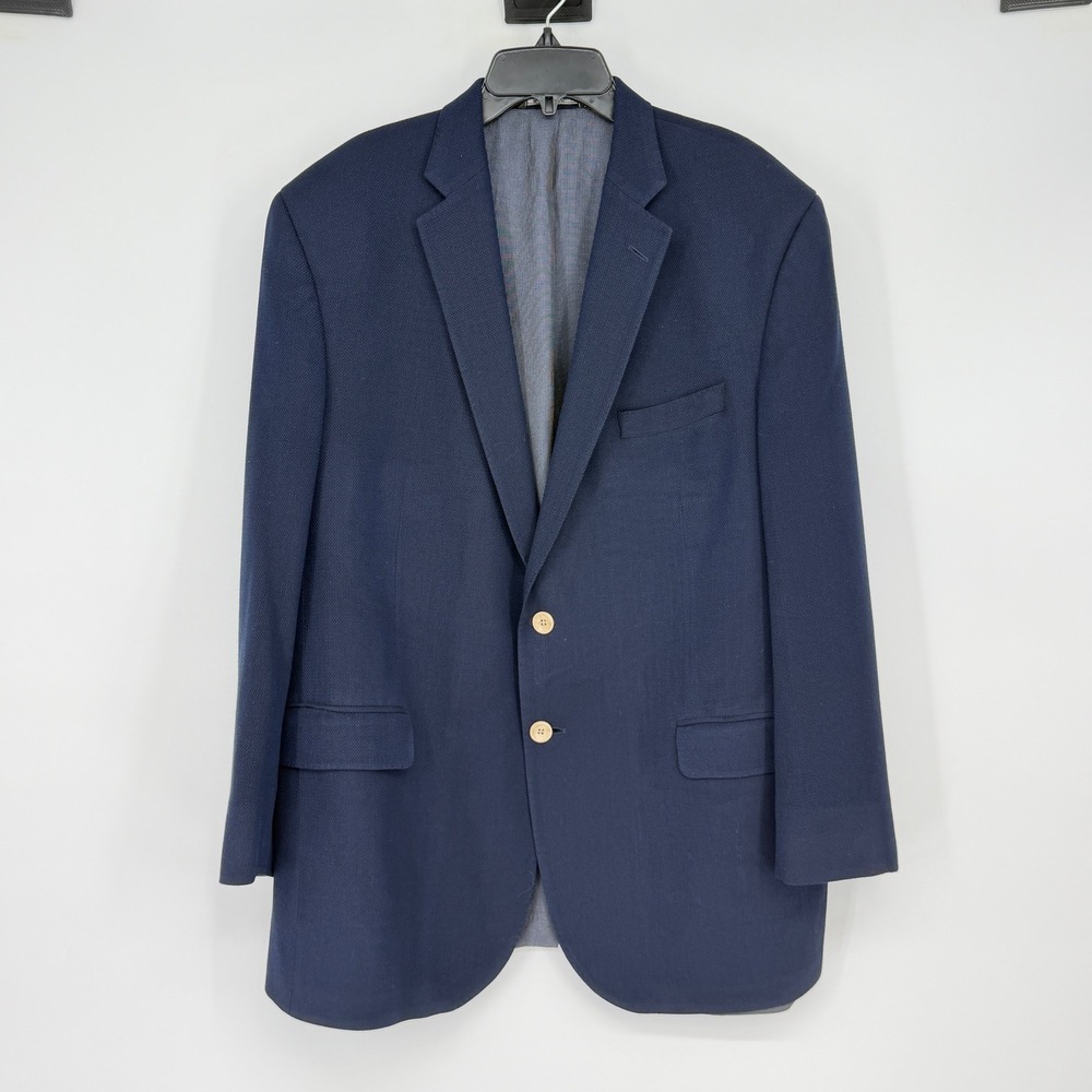 Jack Victor Blazer 43R Blue Wool Bamboo‎ Sport Coat Made Canada